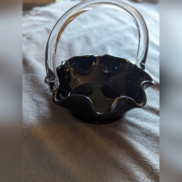 Glass basket ~ Black candy or trinket dish - Picture 4 of 5